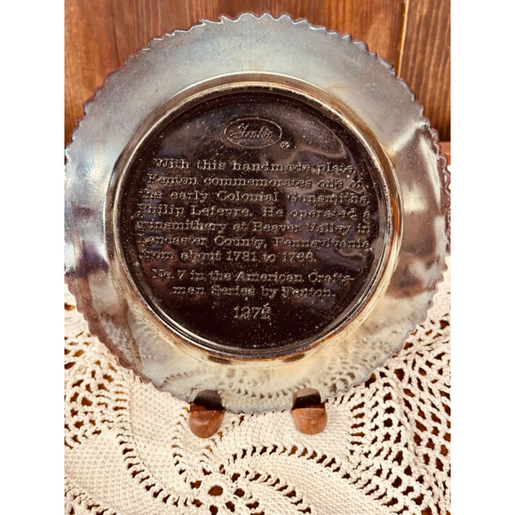 Vintage Fenton Carnival Glass Collector Plate No. 7 The Gunsmith 1976 P. Lefevre - Picture 5 of 8